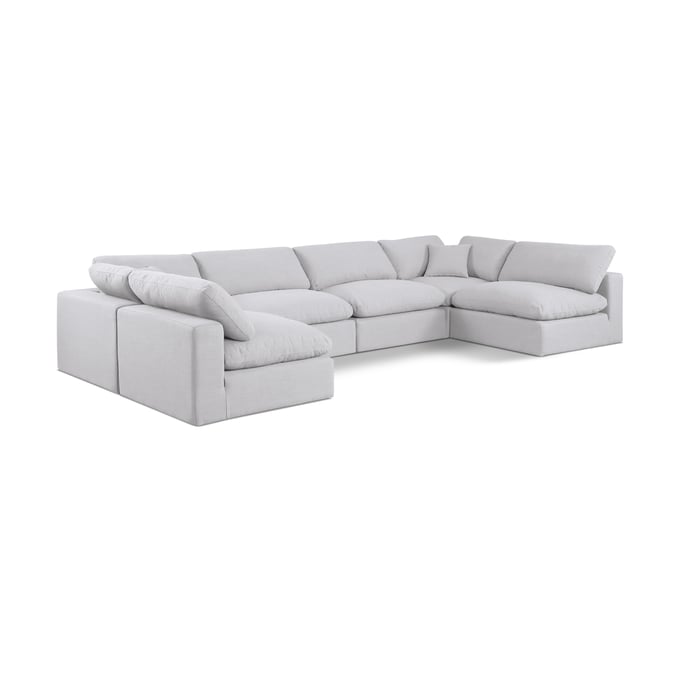 Meridian Furniture Comfy White Fabric Contemporary 6pc Sectional MRD-187WHITE-SEC6D