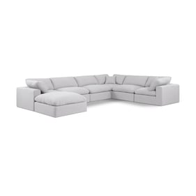 Meridian Furniture Comfy White Fabric 7pc Modular Sectional