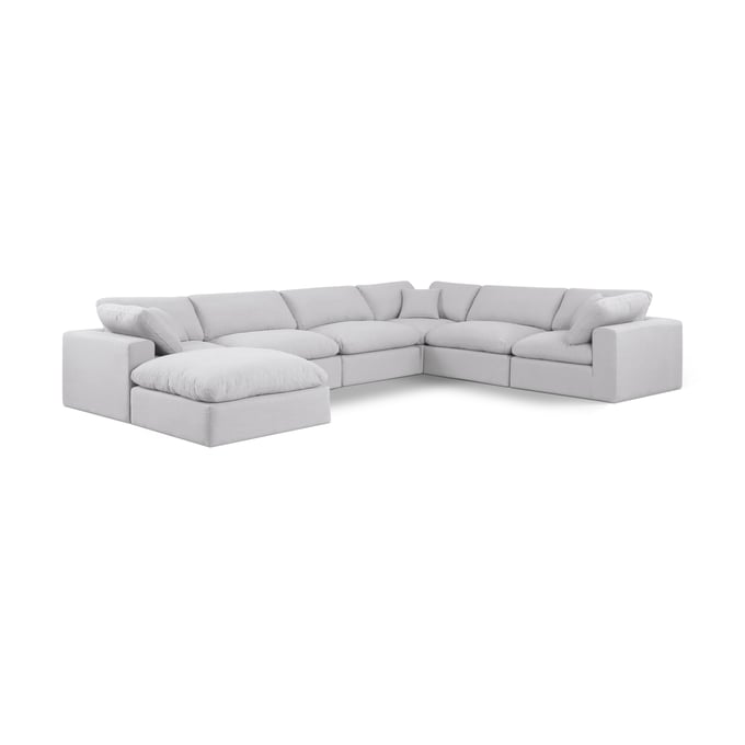 Meridian Furniture Comfy White Fabric 7pc Modular Sectional MRD-187WHITE-SEC7A