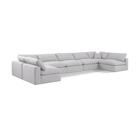 Meridian Furniture Comfy White Fabric Modular 7pc Sectional