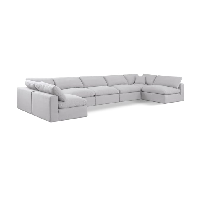 Meridian Furniture Comfy White Fabric Modular 7pc Sectional MRD-187WHITE-SEC7B