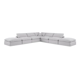 Meridian Furniture Comfy White Fabric 7pc Sectional