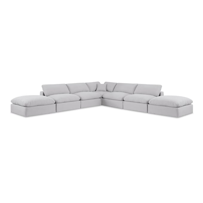 Meridian Furniture Comfy White Fabric 7pc Sectional MRD-187WHITE-SEC7C