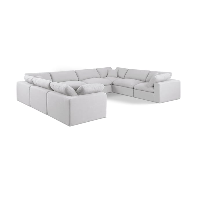 Meridian Furniture Comfy White Fabric 8pc Sectional MRD-187WHITE-SEC8A