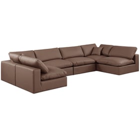 Meridian Furniture Comfy Brown Vegan Leather Contemporary 6pc Sectional