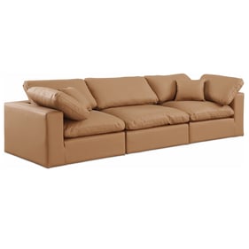 Meridian Furniture Comfy Cognac Vegan Leather Sofa