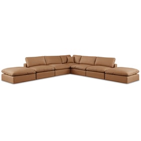 Meridian Furniture Comfy Cognac Vegan Leather 7pc Sectional