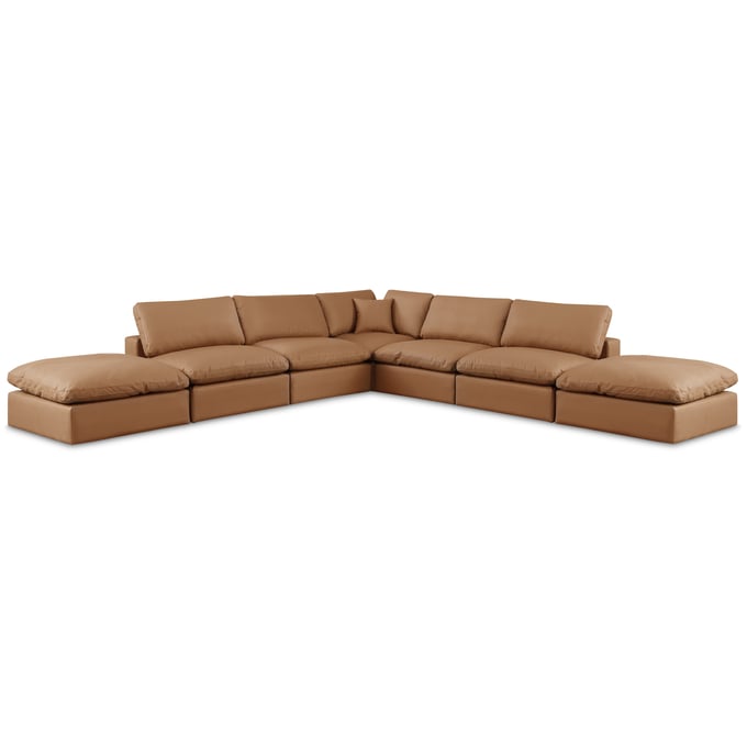 Meridian Furniture Comfy Cognac Vegan Leather 7pc Sectional MRD-188COGNAC-SEC7C