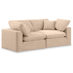 Meridian Furniture Comfy Beige Velvet Modular Sofa