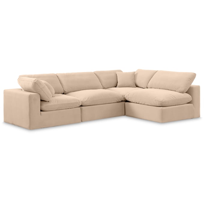 Meridian Furniture Comfy Beige Velvet 4pc Sectional MRD-189BEIGE-SEC4B