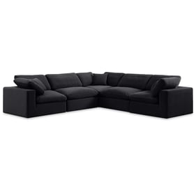 Meridian Furniture Comfy Black Velvet 5pc Sectional