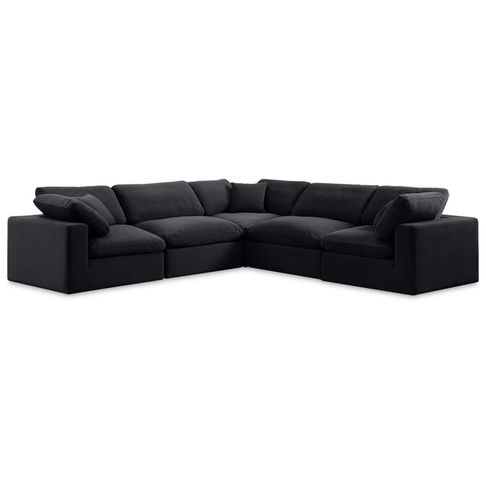 Meridian Furniture Comfy Black Velvet 5pc Sectional MRD-189BLACK-SEC5C