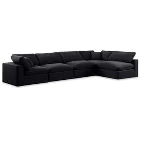 Meridian Furniture Comfy Black Velvet Contemporary Sectional