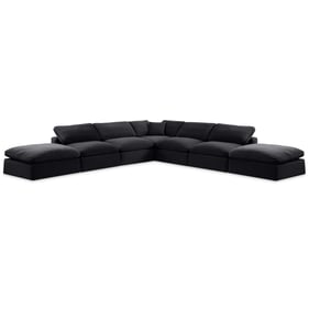 Meridian Furniture Comfy Black Velvet 7pc Sectional