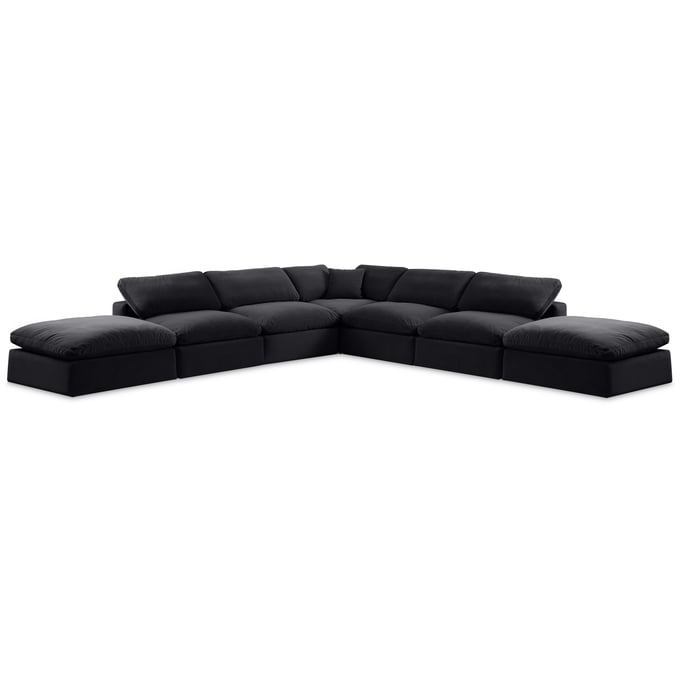 Meridian Furniture Comfy Black Velvet 7pc Sectional MRD-189BLACK-SEC7C