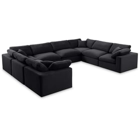 Meridian Furniture Comfy Black Velvet 8pc Sectional