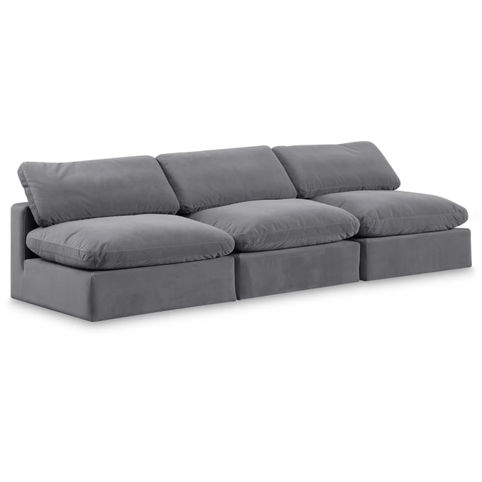 Meridian Furniture Comfy Grey Velvet Armless Sofa MRD-189GREY-S117