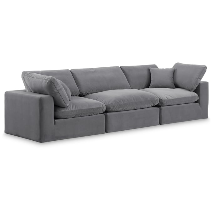 Meridian Furniture Comfy Grey Velvet Sofa MRD-189GREY-S119