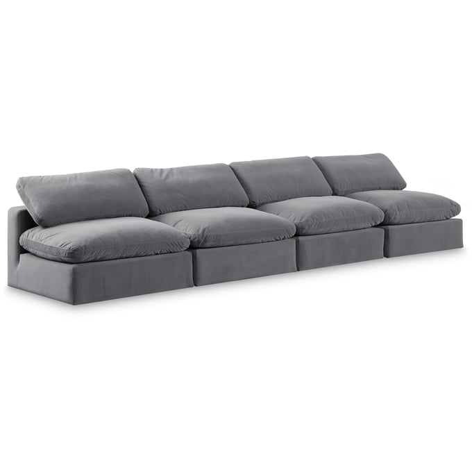 Meridian Furniture Comfy Grey Velvet Armless Sectional MRD-189GREY-S156