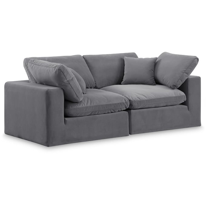 Meridian Furniture Comfy Grey Velvet Modular Sofa MRD-189GREY-S80