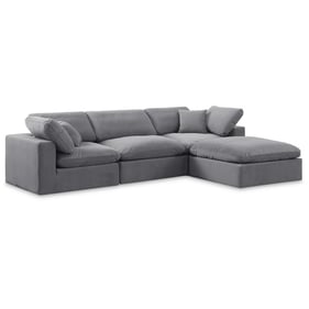 Meridian Furniture Comfy Grey Velvet 4pc Modular Sectional