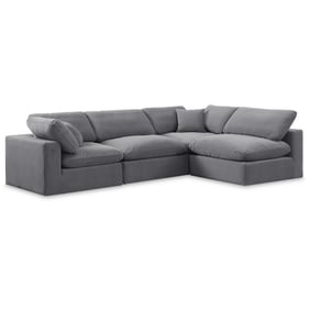 Meridian Furniture Comfy Grey Velvet 4pc Sectional