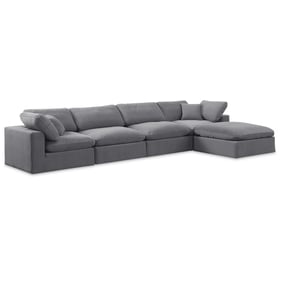 Meridian Furniture Comfy Grey Velvet 5pc Modular Sectional