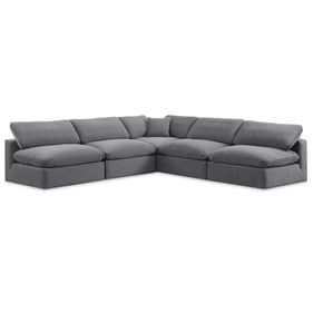 Meridian Furniture Comfy Grey Velvet Modular 5pc Sectional