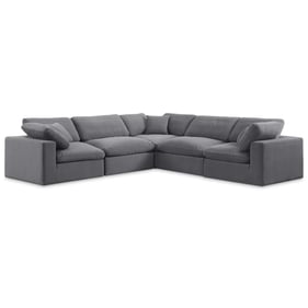 Meridian Furniture Comfy Grey Velvet 5pc Sectional