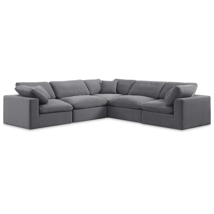 Meridian Furniture Comfy Grey Velvet 5pc Sectional MRD-189GREY-SEC5C