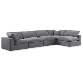 Meridian Furniture Comfy Grey Velvet Contemporary Sectional