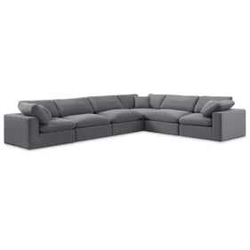 Meridian Furniture Comfy Grey Velvet 6pc Modular Sectional