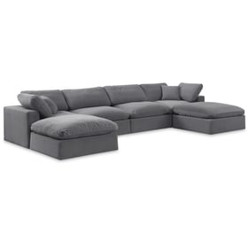 Meridian Furniture Comfy Grey Velvet Modular 6pc Sectional