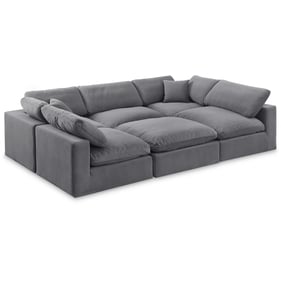 Meridian Furniture Comfy Grey Velvet 6pc Sectional