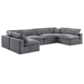 Meridian Furniture Comfy Grey Velvet Contemporary 6pc Sectional