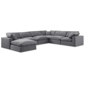 Meridian Furniture Comfy Grey Velvet 7pc Modular Sectional