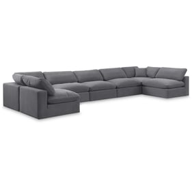 Meridian Furniture Comfy Grey Velvet Modular 7pc Sectional