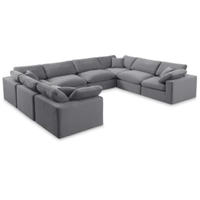 Meridian Furniture Comfy Grey Velvet 8pc Sectional