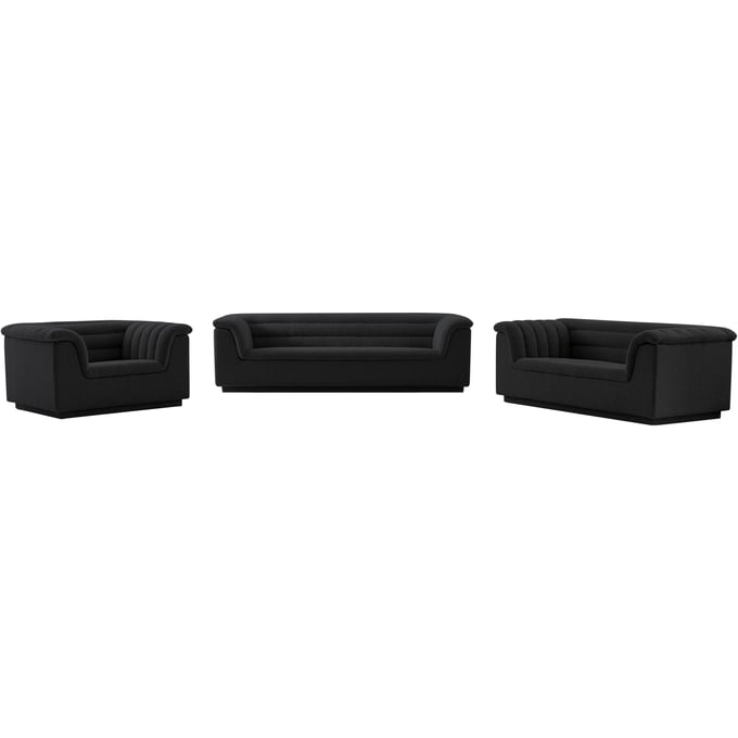 Meridian Furniture Cascade Black Fabric 3pc Living Room Set MRD-191BLACK-LR-S1