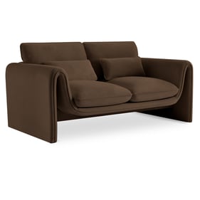 Meridian Furniture Sloan Brown Velvet Fabric Loveseat