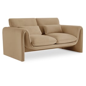 Meridian Furniture Sloan Camel Velvet Fabric Loveseat