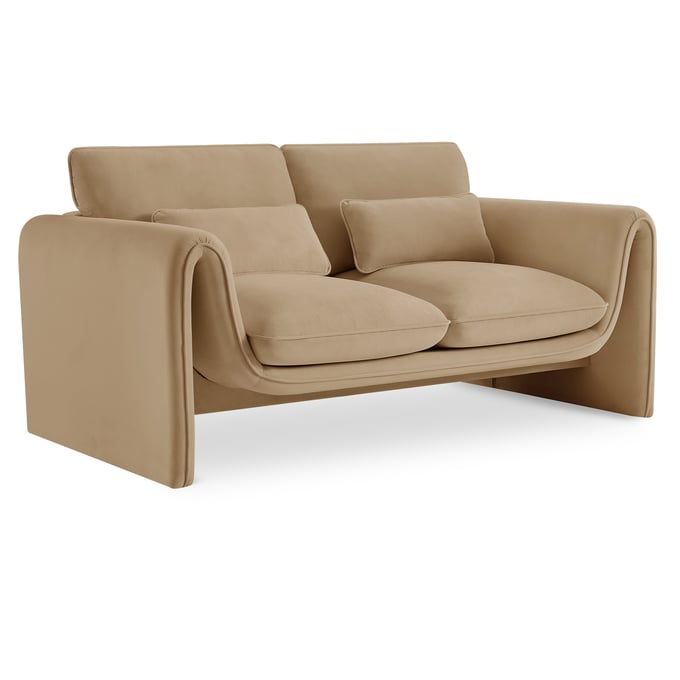 Meridian Furniture Sloan Camel Velvet Fabric Loveseat MRD-199CAMEL-L