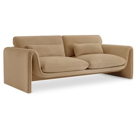 Meridian Furniture Sloan Camel Velvet Fabric Sofa