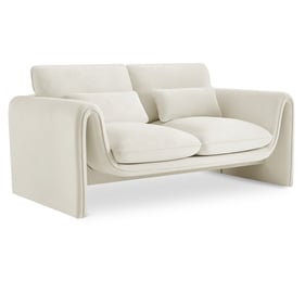 Meridian Furniture Sloan Cream Velvet Fabric Loveseat