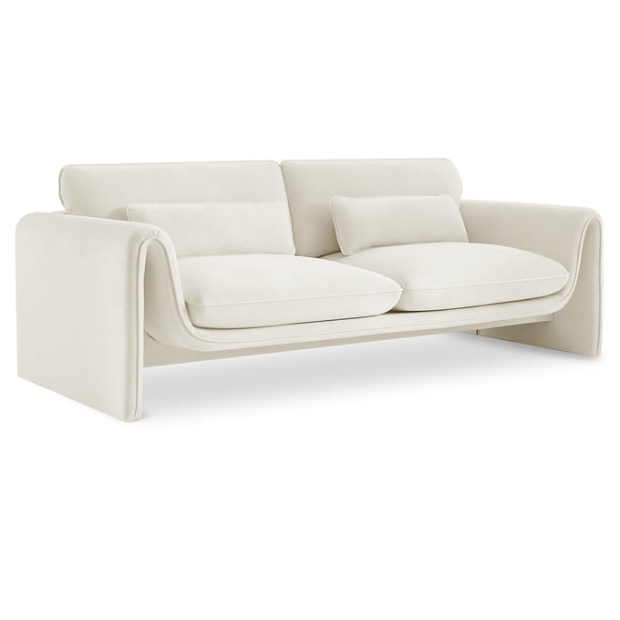 Meridian Furniture Sloan Cream Velvet Fabric Sofa MRD-199CREAM-S