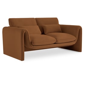 Meridian Furniture Sloan Saddle Velvet Fabric Loveseat