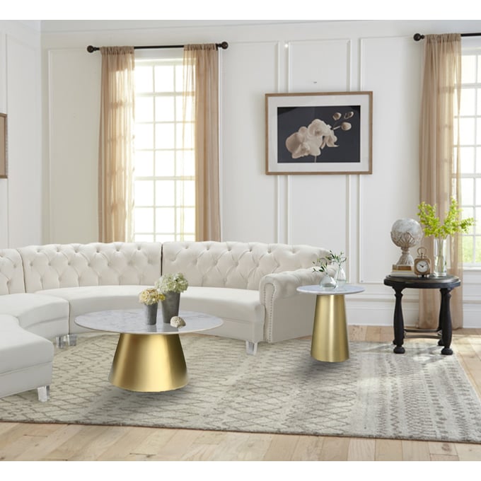 Meridian Furniture Sorrento Brushed Gold Metal 3pc Coffee Table Set MRD-204-OCT-S1