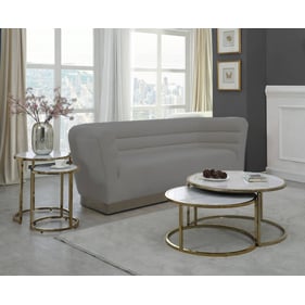 Meridian Furniture Massimo Faux Marble Top Gold Steel 3pc Coffee Table Set