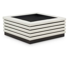 Meridian Furniture Rory Cream Leather Black Square Coffee Table