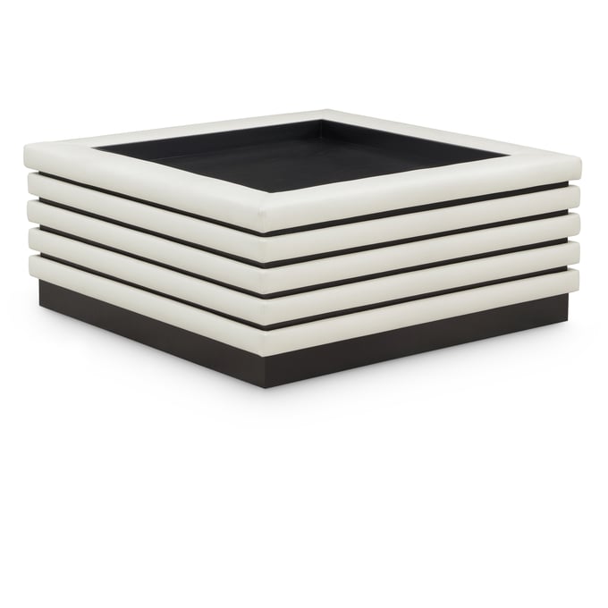 Meridian Furniture Rory Cream Leather Black Square Coffee Table MRD-211CREAM-CT